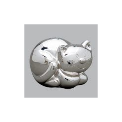 Tirelire argentée chat