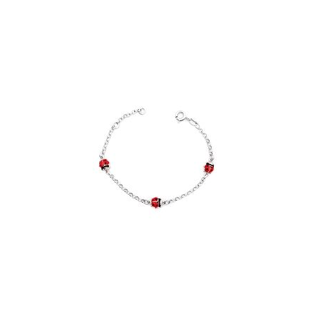 Bracelet argent enfant coccinelles laquées