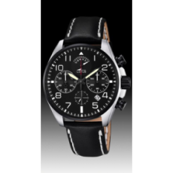Montre chrono homme LOTUS bracelet cuir noir