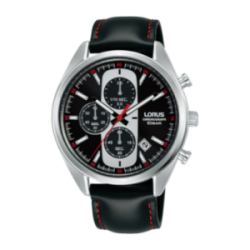Montre homme LORUS chrono sport bracelet cuir noir