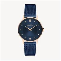 Montre AMALYS fond bleu cuir bleu