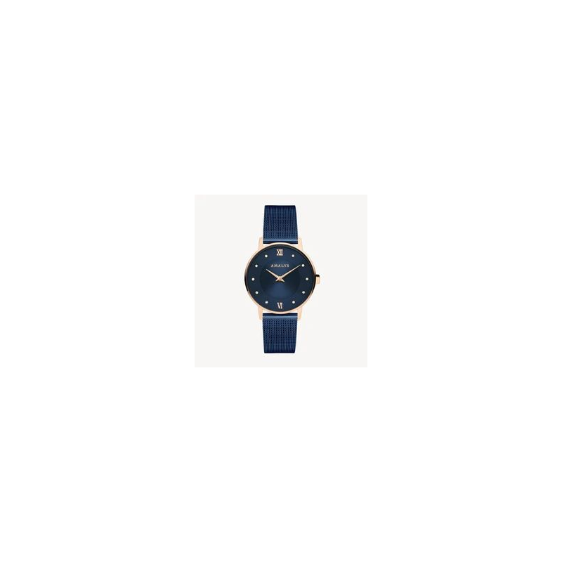 Montre AMALYS fond bleu cuir bleu