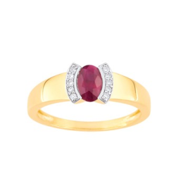 Bague or jaune 18 carats rubis et diamants