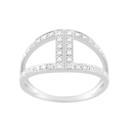 Bague or blanc 18 carats ajourée et diamants