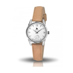 Montre LIP Himalaya fond blanc bracelet cuir marron