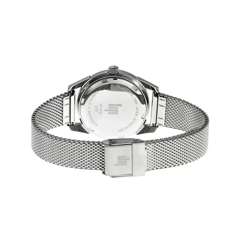 Montre LIP Himalaya tout acier fond noir bracelet milanais