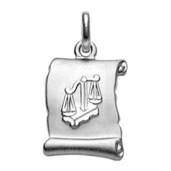 Pendentif argent parchemin signe du zodiaque balance