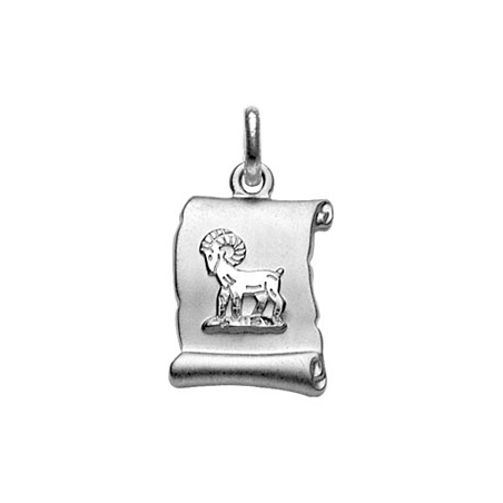 Pendentif argent parchemin signe zodiaque bélier