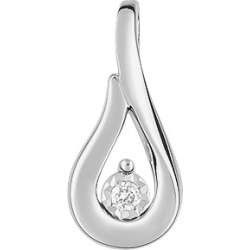 Pendentif goutte or blanc 18 carats 1 diamant rond central 0.022 carat