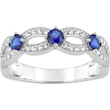 Bague en or gris saphirs et diamants