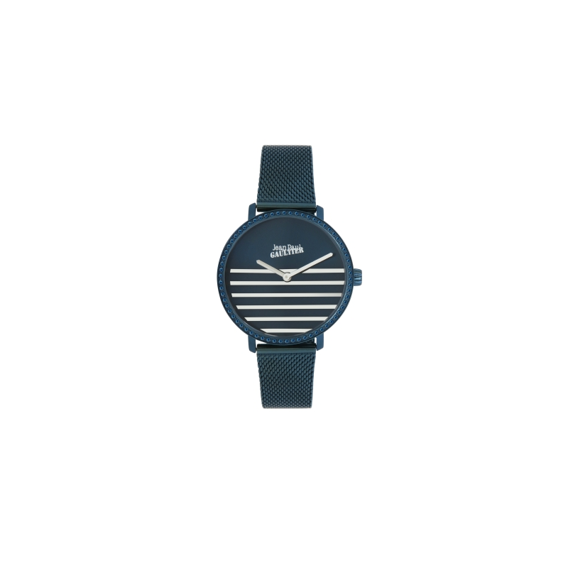 Montre JEAN PAUL GAULTIER tout acier bleu bracelet milanais