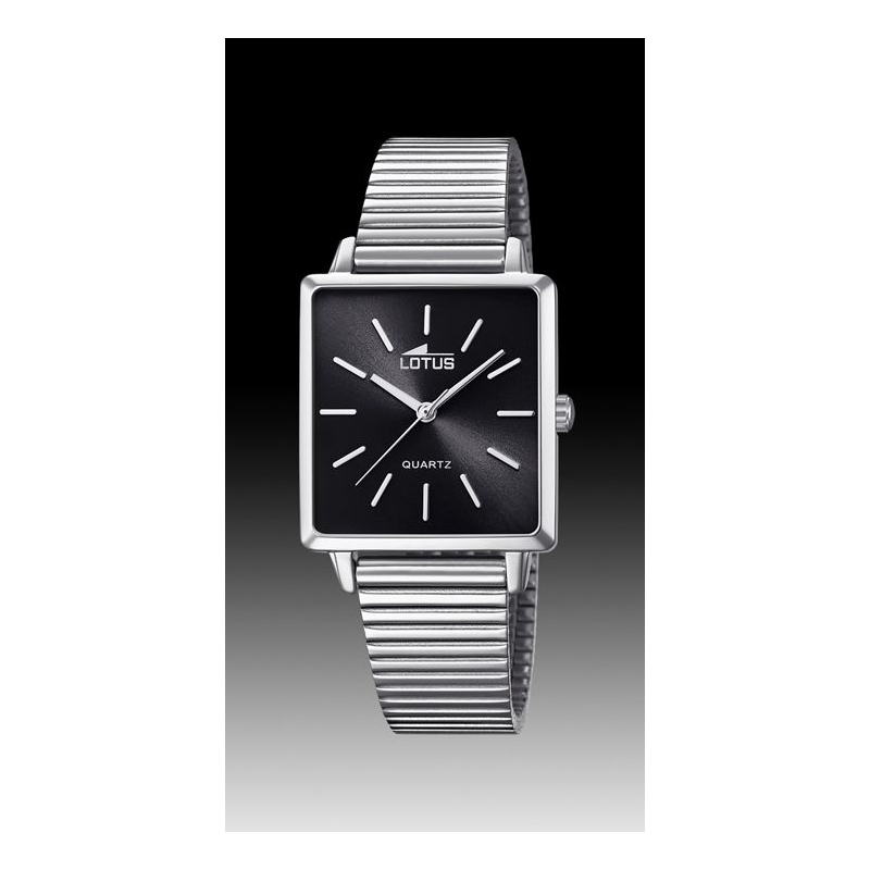 Montre dame LOTUS tout acier cadran carré noir