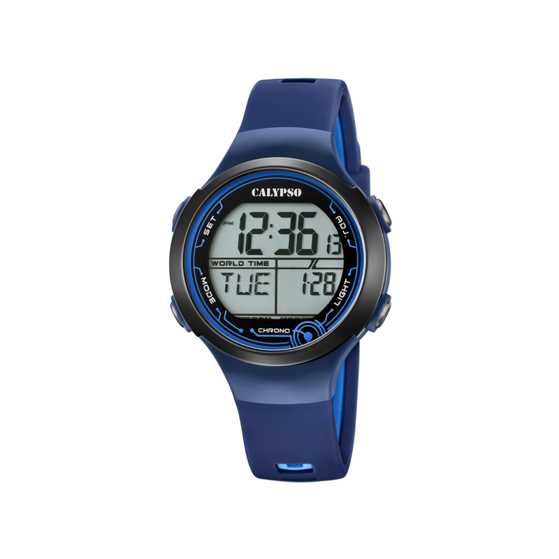 Montre garçon CALYPSO digitale bracelet silicone noir et bleu foncé