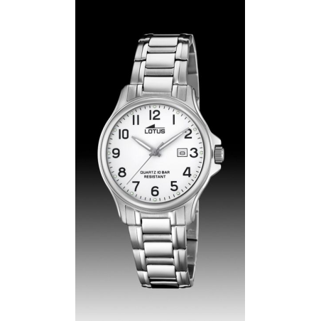 Montre LOTUS tout acier cadran blanc chiffré