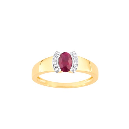 Bague or jaune 18 carats rubis et diamants