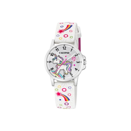 Montre enfant CALYPSO licorne bracelet silicone ton blanc