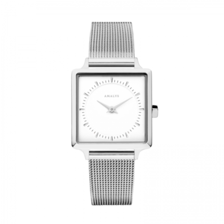 Montre AMALYS carré tout acier bracelet milanais
