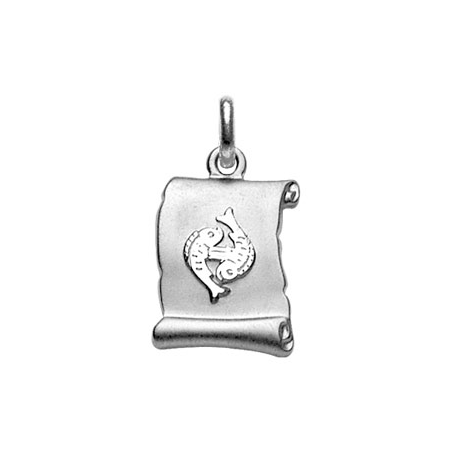 Pendentif argent parchemin signe du zodiaque poissons