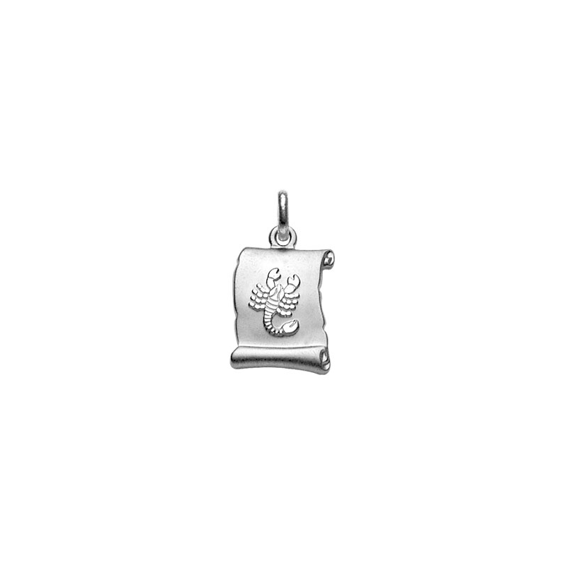 Pendentif argent parchemin signe du zodiaque scorpion