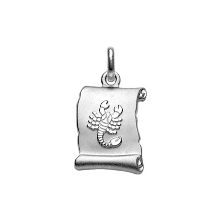 Pendentif argent parchemin signe du zodiaque scorpion