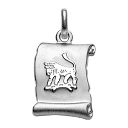 Pendentif argent parchemin signe du zodiaque taureau