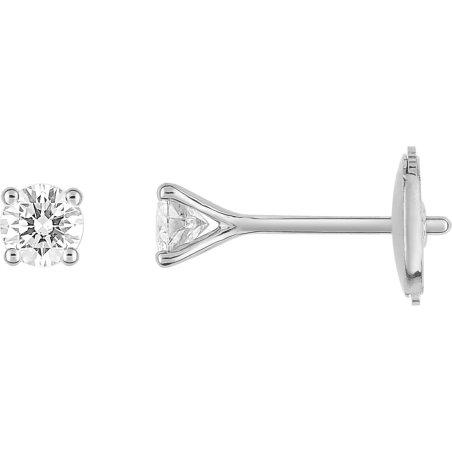 Boucles d'oreilles 4 griffes alpa or blanc 18 carats diamants 0.30 carat HSI