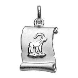 Pendentif argent parchemin signe du zodiaque capricorne