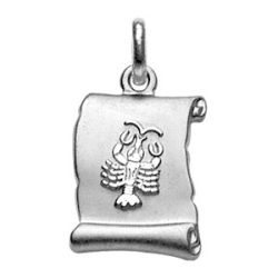 Pendentif argent parchemin signe du zodiaque cancer