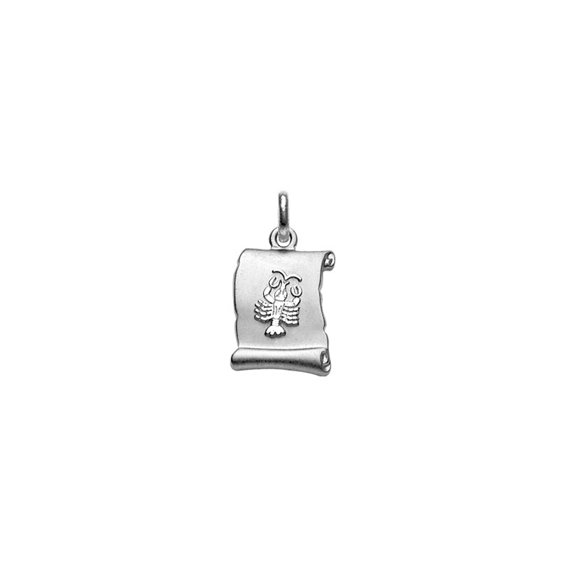 Pendentif argent parchemin signe du zodiaque cancer