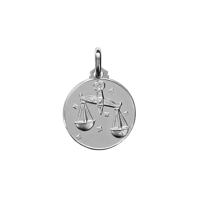 Médaille ronde argent signe du zodiaque balance