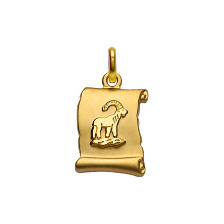Pendentif plaqué or parchemin signe du zodiaque capricorne