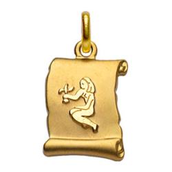 Pendentif plaqué or parchemin signe du zodiaque vierge