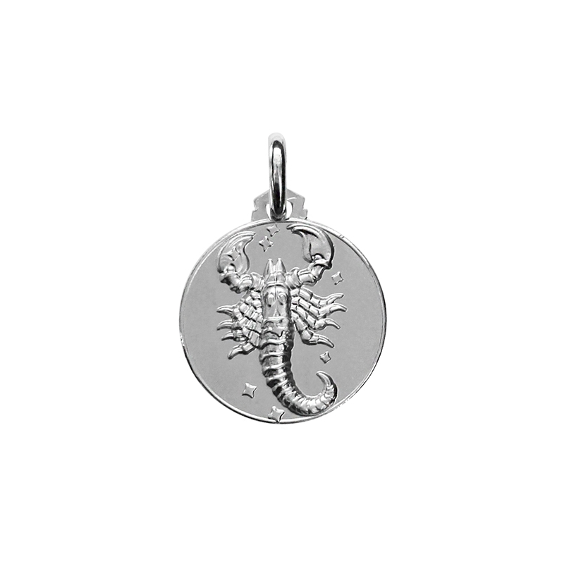 Médaille ronde argent signe du zodiaque scorpion