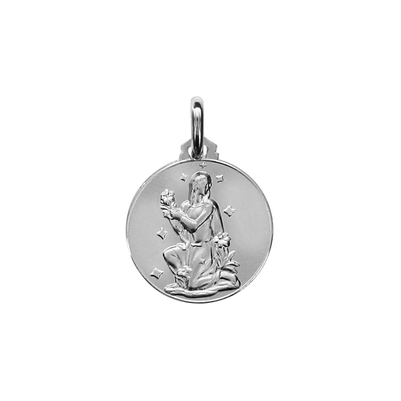 Médaille ronde argent signe du zodiaque vierge