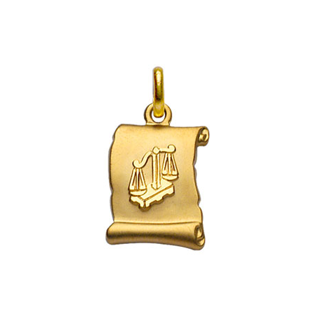 Pendentif plaqué or parchemin signe du zodiaque balance