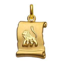 Pendentif plaqué or parchemin signe du zodiaque lion