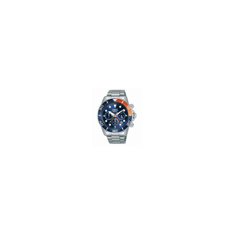 Montre LORUS chrono homme fond bleu tout acier