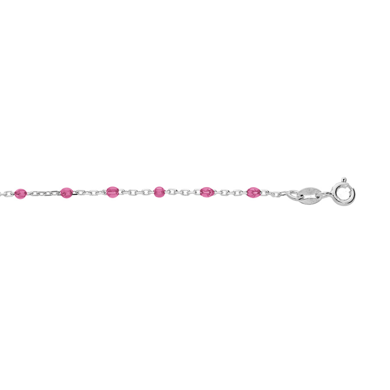 Bracelet argent olives résine rose framboise