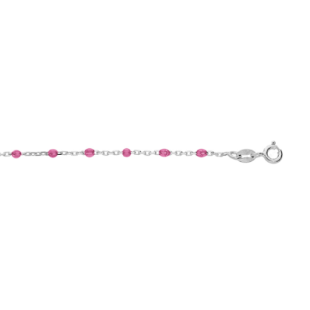 Bracelet argent olives résine rose framboise