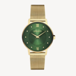 Montre AMALYS tout acier doré fond vert