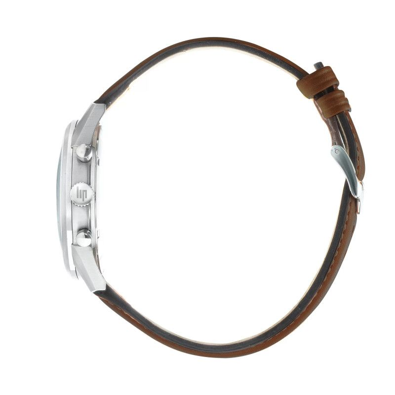 Montre LIP Himalaya chrono en acier bracelet cuir marron