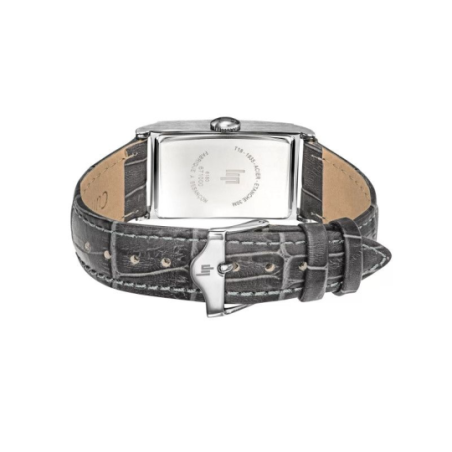 Montre LIP Churchill cadran rectangulaire acier bracelet cuir marron