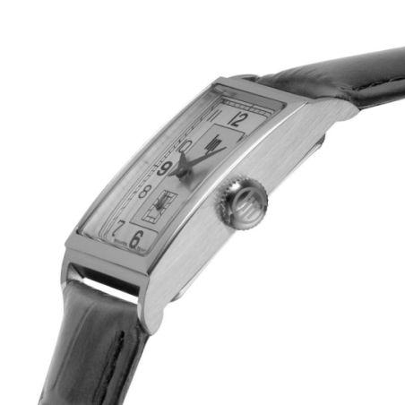 Montre LIP Churchill cadran rectangulaire acier bracelet cuir marron