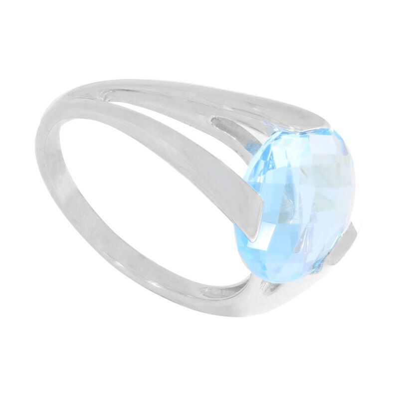 Bague Topaze Bleue en or gris