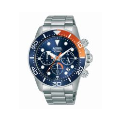 Montre LORUS chrono homme fond bleu tout acier