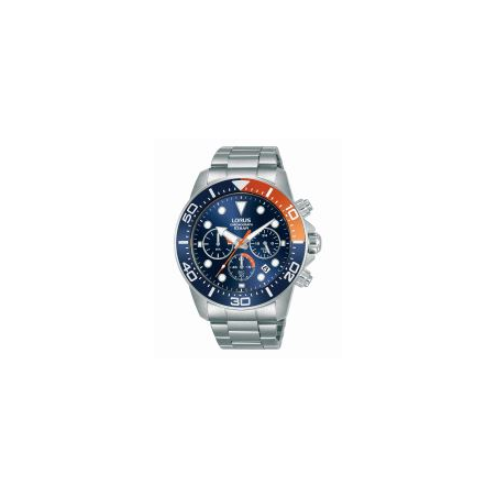 Montre LORUS chrono homme fond bleu tout acier
