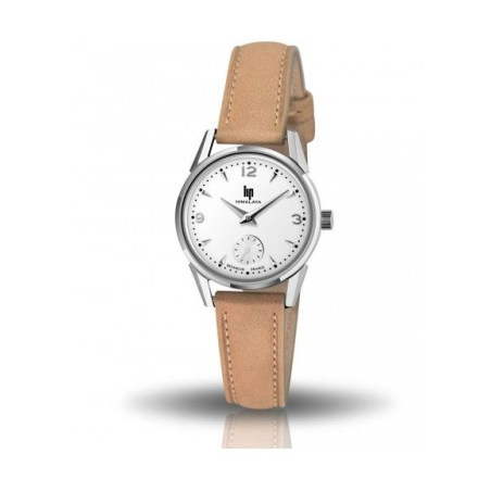 Montre LIP Himalaya fond blanc bracelet cuir marron