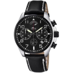 Montre chrono homme LOTUS bracelet cuir noir