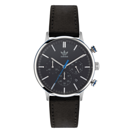 Montre ADIDAS fond noir bracelet cuir noir