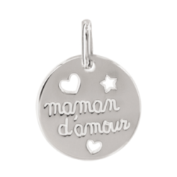 Pendentif argent avec inscription "maman d'amour"
